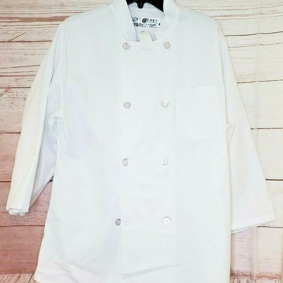 Puritan Cape Cod Size S RG White Chef Design Button Up Chef Coat - Picture 1 of 7